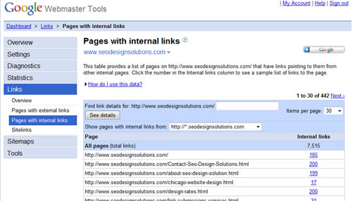 google-internal-links