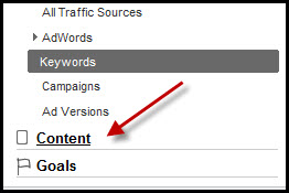 Select Content Link in Google Analytics