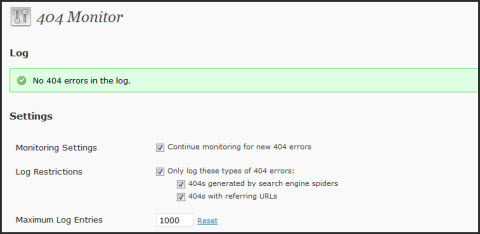 SEO Ultimate 404 Monitor Dashboard